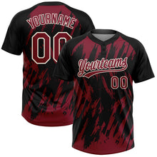 Laden Sie das Bild in den Galerie-Viewer, Uksn Individuelles Schwarz Karmesinrot-Creme Spritzklecks zerrissener scharfer Pinselstrich Zweiknopf Unisex Softball-Trikot
