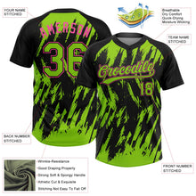 Laden Sie das Bild in den Galerie-Viewer, Uksn Individuelles Schwarz Neongrün-Pink Spritzklecks zerrissener scharfer Pinselstrich Zweiknopf Unisex Softball-Trikot

