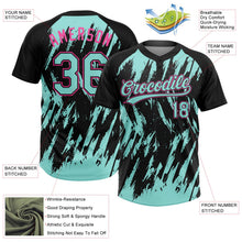 Laden Sie das Bild in den Galerie-Viewer, Uksn Individuelles Schwarz Eisblau-Pink Spritzklecks zerrissener scharfer Pinselstrich Zweiknopf Unisex Softball-Trikot
