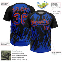 Laden Sie das Bild in den Galerie-Viewer, Uksn Individuelles Schwarz Gewitterblau-Orange Spritzklecks zerrissener scharfer Pinselstrich Zweiknopf Unisex Softball-Trikot
