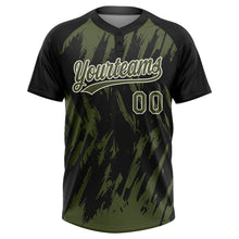 Laden Sie das Bild in den Galerie-Viewer, Uksn Individuelles Schwarz Oliv-Creme Spritzklecks zerrissener scharfer Pinselstrich Zweiknopf Unisex Softball-Trikot
