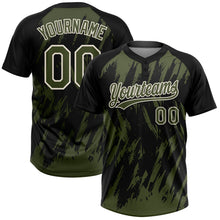 Laden Sie das Bild in den Galerie-Viewer, Uksn Individuelles Schwarz Oliv-Creme Spritzklecks zerrissener scharfer Pinselstrich Zweiknopf Unisex Softball-Trikot
