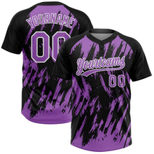 Laden Sie das Bild in den Galerie-Viewer, Uksn Individuelles Schwarz Mittelviolett-Weiß Spritzklecks zerrissener scharfer Pinselstrich Zweiknopf Unisex Softball-Trikot
