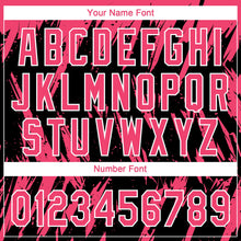 Laden Sie das Bild in den Galerie-Viewer, Uksn Individuelles Schwarz Neonpink-Weiß Spritzklecks zerrissener scharfer Pinselstrich Zweiknopf Unisex Softball-Trikot
