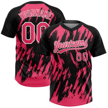 Laden Sie das Bild in den Galerie-Viewer, Uksn Individuelles Schwarz Neonpink-Weiß Spritzklecks zerrissener scharfer Pinselstrich Zweiknopf Unisex Softball-Trikot
