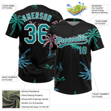 Laden Sie das Bild in den Galerie-Viewer, Uksn Individuelles Schwarz Petrol-Weiß Hawaii Palmen Zweiknopf Unisex Softball-Trikot
