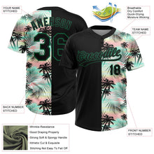 Laden Sie das Bild in den Galerie-Viewer, Uksn Individuelles Schwarz Kelly-Grün tropisch Palme Blätter Zweiknopf Unisex Softball-Trikot
