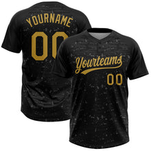Laden Sie das Bild in den Galerie-Viewer, Uksn Individuelles Schwarz-Altgold Raglanärmel Used-Look-Fragment Pinselstrich Zweiknopf Unisex Softball-Trikot

