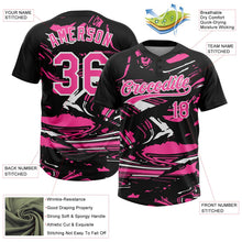Laden Sie das Bild in den Galerie-Viewer, Uksn Individuelles Schwarz Pink-Weiß Raglanärmel Abstrakt fließender Marmor Zweiknopf Unisex Softball-Trikot
