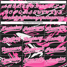 Laden Sie das Bild in den Galerie-Viewer, Uksn Individuelles Schwarz Pink-Weiß Raglanärmel Abstrakt fließender Marmor Zweiknopf Unisex Softball-Trikot
