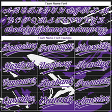 Laden Sie das Bild in den Galerie-Viewer, Uksn Individuelles Schwarz Violett-Weiß Raglanärmel Abstrakt fließender Marmor Zweiknopf Unisex Softball-Trikot

