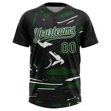 Laden Sie das Bild in den Galerie-Viewer, Uksn Individuelles Schwarz Grün-Weiß Raglanärmel Abstrakt fließender Marmor Zweiknopf Unisex Softball-Trikot
