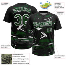 Laden Sie das Bild in den Galerie-Viewer, Uksn Individuelles Schwarz Grün-Weiß Raglanärmel Abstrakt fließender Marmor Zweiknopf Unisex Softball-Trikot
