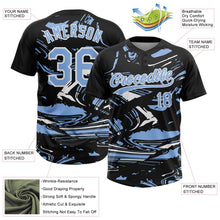Laden Sie das Bild in den Galerie-Viewer, Uksn Individuelles Schwarz Hellblau-Weiß Raglanärmel Abstrakt fließender Marmor Zweiknopf Unisex Softball-Trikot
