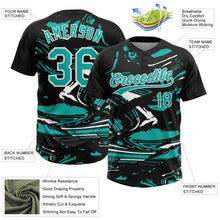 Laden Sie das Bild in den Galerie-Viewer, Uksn Individuelles Schwarz Aqua-Weiß Raglanärmel Abstrakt fließender Marmor Zweiknopf Unisex Softball-Trikot
