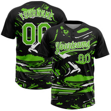 Laden Sie das Bild in den Galerie-Viewer, Uksn Individuelles Schwarz Aurora-Grün-Weiß Raglanärmel Abstrakt fließender Marmor Zweiknopf Unisex Softball-Trikot
