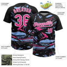 Laden Sie das Bild in den Galerie-Viewer, Uksn Individuelles Schwarz Pink Hellblau-Weiß Raglanärmel Abstrakt fließender Marmor Zweiknopf Unisex Softball-Trikot
