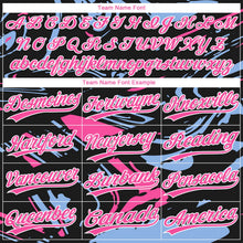 Laden Sie das Bild in den Galerie-Viewer, Uksn Individuelles Schwarz Pink Hellblau-Weiß Raglanärmel Abstrakt fließender Marmor Zweiknopf Unisex Softball-Trikot
