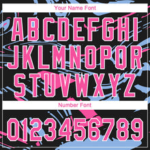Laden Sie das Bild in den Galerie-Viewer, Uksn Individuelles Schwarz Pink Hellblau-Weiß Raglanärmel Abstrakt fließender Marmor Zweiknopf Unisex Softball-Trikot
