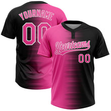 Laden Sie das Bild in den Galerie-Viewer, Uksn Individuelles Schwarz Pink-Weiß Farbverlauf Horizontaler Streifen Zweiknopf Unisex Softball-Trikot
