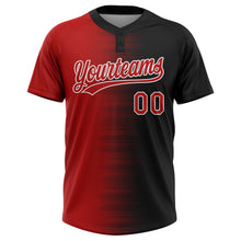 Laden Sie das Bild in den Galerie-Viewer, Uksn Individuelles Schwarz Rot-Weiß Farbverlauf Horizontaler Streifen Zweiknopf Unisex Softball-Trikot
