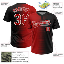 Laden Sie das Bild in den Galerie-Viewer, Uksn Individuelles Schwarz Rot-Weiß Farbverlauf Horizontaler Streifen Zweiknopf Unisex Softball-Trikot
