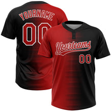 Laden Sie das Bild in den Galerie-Viewer, Uksn Individuelles Schwarz Rot-Weiß Farbverlauf Horizontaler Streifen Zweiknopf Unisex Softball-Trikot
