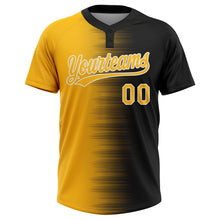 Laden Sie das Bild in den Galerie-Viewer, Uksn Individuelles Schwarz Gold-Weiß Farbverlauf Horizontaler Streifen Zweiknopf Unisex Softball-Trikot
