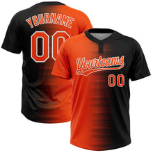 Laden Sie das Bild in den Galerie-Viewer, Uksn Individuelles Schwarz Orange-Weiß Farbverlauf Horizontaler Streifen Zweiknopf Unisex Softball-Trikot
