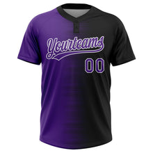 Laden Sie das Bild in den Galerie-Viewer, Uksn Individuelles Schwarz Violett-Weiß Farbverlauf Horizontaler Streifen Zweiknopf Unisex Softball-Trikot
