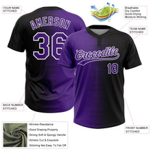 Laden Sie das Bild in den Galerie-Viewer, Uksn Individuelles Schwarz Violett-Weiß Farbverlauf Horizontaler Streifen Zweiknopf Unisex Softball-Trikot
