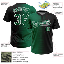 Laden Sie das Bild in den Galerie-Viewer, Uksn Individuelles Schwarz Kelly-Grün-Weiß Farbverlauf Horizontaler Streifen Zweiknopf Unisex Softball-Trikot
