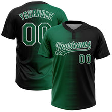Laden Sie das Bild in den Galerie-Viewer, Uksn Individuelles Schwarz Kelly-Grün-Weiß Farbverlauf Horizontaler Streifen Zweiknopf Unisex Softball-Trikot
