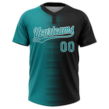 Laden Sie das Bild in den Galerie-Viewer, Uksn Individuelles Schwarz Petrol-Weiß Farbverlauf Horizontaler Streifen Zweiknopf Unisex Softball-Trikot

