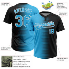 Laden Sie das Bild in den Galerie-Viewer, Uksn Individuelles Schwarz Himmelblau-Weiß Farbverlauf Horizontaler Streifen Zweiknopf Unisex Softball-Trikot
