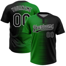 Laden Sie das Bild in den Galerie-Viewer, Uksn Individuelles Schwarz Grasgrün-Weiß Farbverlauf Horizontaler Streifen Zweiknopf Unisex Softball-Trikot
