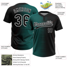 Laden Sie das Bild in den Galerie-Viewer, Uksn Individuelles Schwarz Mitternachtsgrün-Weiß Farbverlauf Horizontaler Streifen Zweiknopf Unisex Softball-Trikot
