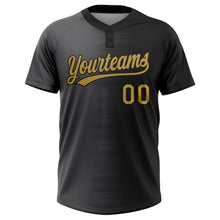 Laden Sie das Bild in den Galerie-Viewer, Uksn Individuelles Schwarz Altgold-Grau Farbverlauf Horizontaler Streifen Zweiknopf Unisex Softball-Trikot
