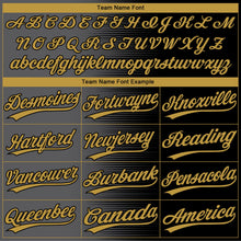 Laden Sie das Bild in den Galerie-Viewer, Uksn Individuelles Schwarz Altgold-Grau Farbverlauf Horizontaler Streifen Zweiknopf Unisex Softball-Trikot
