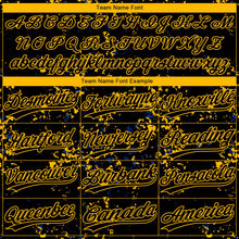 Laden Sie das Bild in den Galerie-Viewer, Uksn Individuelles Schwarz Gold-Royalblau Abstrakt zersplitterter Farbspritzer Zweiknopf Unisex Softball-Trikot
