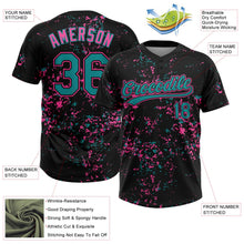Laden Sie das Bild in den Galerie-Viewer, Uksn Individuelles Schwarz Petrol-Pink Abstrakt zersplitterter Farbspritzer Zweiknopf Unisex Softball-Trikot
