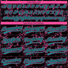 Laden Sie das Bild in den Galerie-Viewer, Uksn Individuelles Schwarz Petrol-Pink Abstrakt zersplitterter Farbspritzer Zweiknopf Unisex Softball-Trikot
