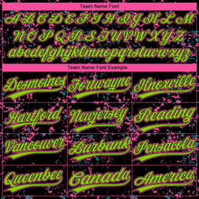 Laden Sie das Bild in den Galerie-Viewer, Uksn Individuelles Schwarz Neongrün-Pink Abstrakt zersplitterter Farbspritzer Zweiknopf Unisex Softball-Trikot
