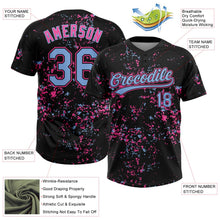 Laden Sie das Bild in den Galerie-Viewer, Uksn Individuelles Schwarz Hellblau-Pink Abstrakt zersplitterter Farbspritzer Zweiknopf Unisex Softball-Trikot
