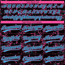 Laden Sie das Bild in den Galerie-Viewer, Uksn Individuelles Schwarz Himmelblau Pink-Hellblau Abstrakt zersplitterter Farbspritzer Zweiknopf Unisex Softball-Trikot
