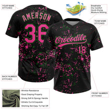Laden Sie das Bild in den Galerie-Viewer, Uksn Individuelles Schwarz Pink-Grasgrün Abstrakt zersplitterter Farbspritzer Zweiknopf Unisex Softball-Trikot
