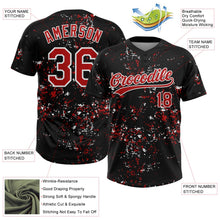 Laden Sie das Bild in den Galerie-Viewer, Uksn Individuelles Schwarz Rot-Weiß Abstrakt zersplitterter Farbspritzer Zweiknopf Unisex Softball-Trikot
