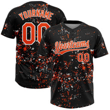Laden Sie das Bild in den Galerie-Viewer, Uksn Individuelles Schwarz Orange-Weiß Abstrakt zersplitterter Farbspritzer Zweiknopf Unisex Softball-Trikot
