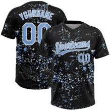 Laden Sie das Bild in den Galerie-Viewer, Uksn Individuelles Schwarz Hellblau-Weiß Abstrakt zersplitterter Farbspritzer Zweiknopf Unisex Softball-Trikot
