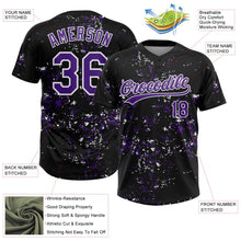 Laden Sie das Bild in den Galerie-Viewer, Uksn Individuelles Schwarz Violett-Weiß Abstrakt zersplitterter Farbspritzer Zweiknopf Unisex Softball-Trikot
